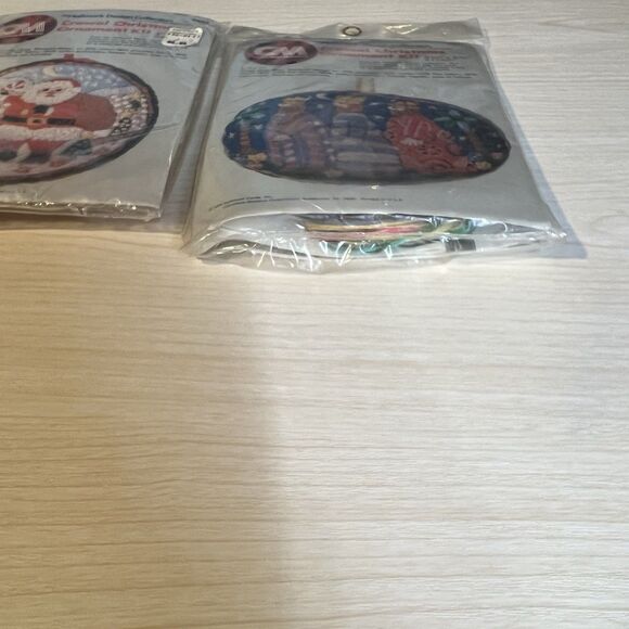 3 Crewel Christmas Ornament Kit Santa Candy Cane Snowman Tree Three Wise Men NWT - Picture 7 of 9